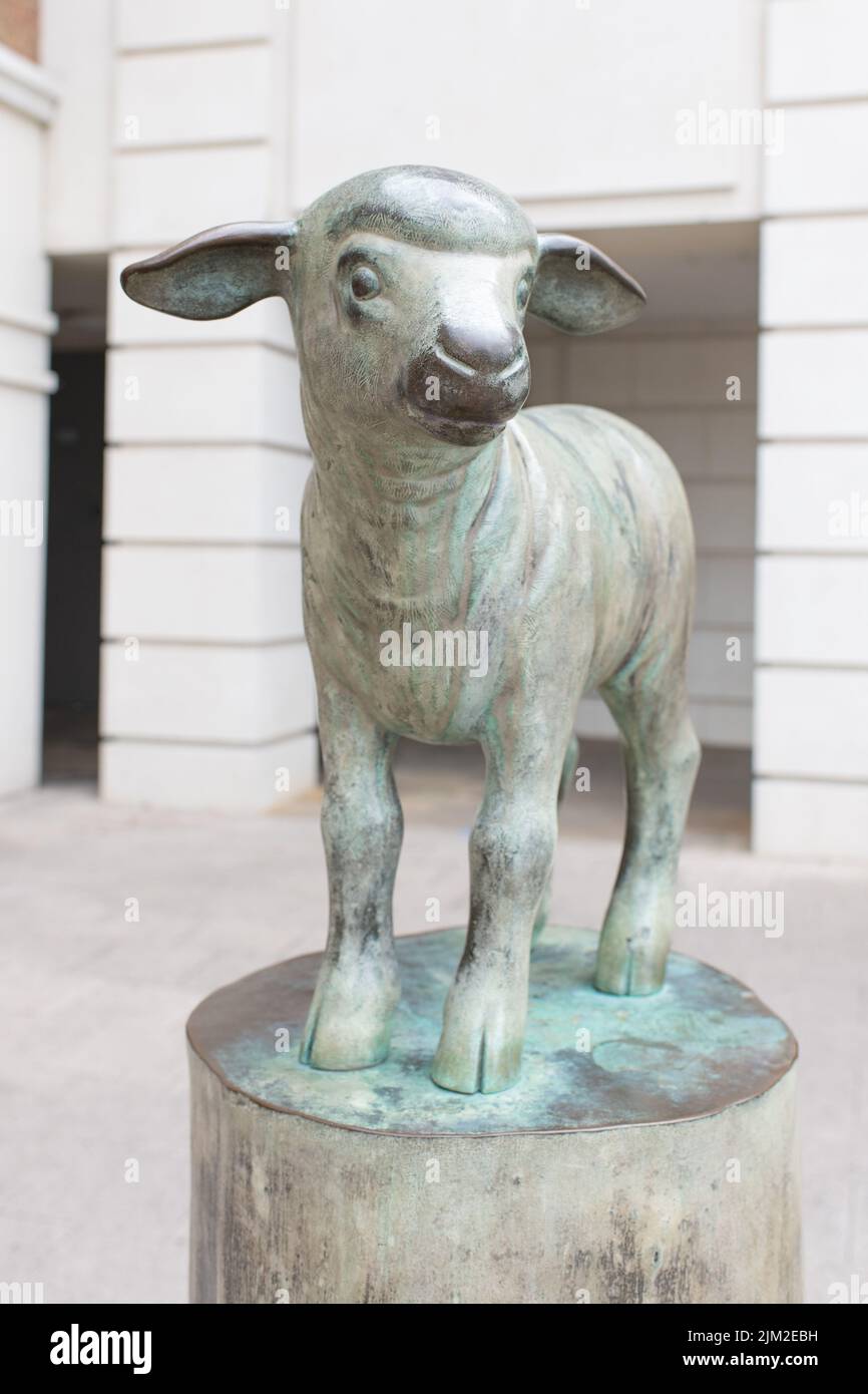 Lamb - sculpture by Kenny Hunter - outside Whitefriars Shopping Centre, Canterbury, England, UK Stock Photo