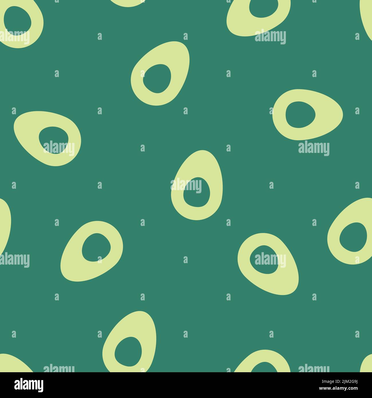 Seamless pattern with avocado halves on green background. Vector illustration in minimalist style. Simple trendy print for textile, fabric, home decor Stock Vector