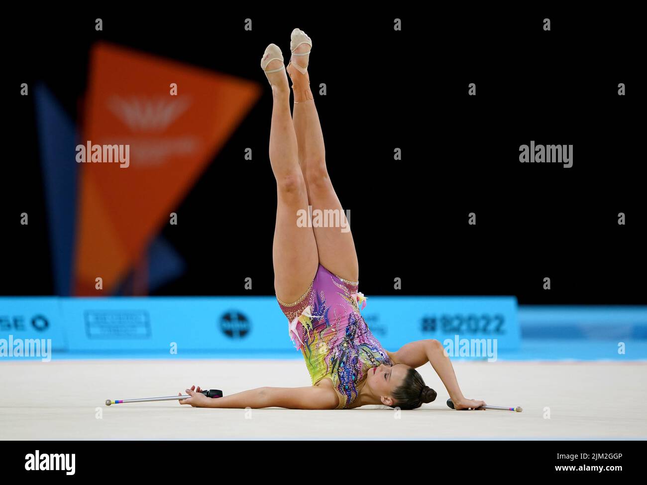 Gibraltar's Kylie Gaivizo during the Rhythmic Gymnastics, Team Final