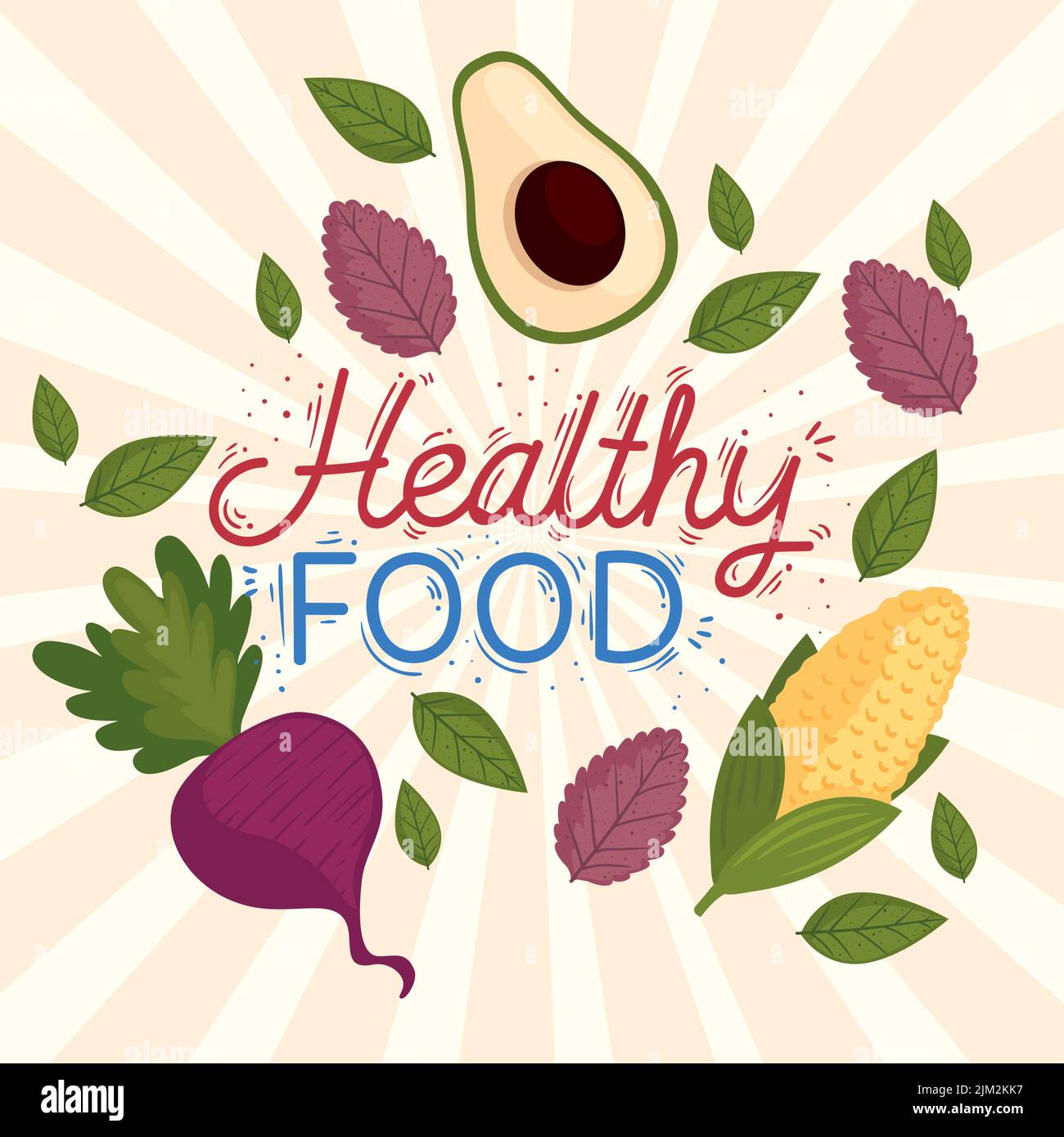 healthy food lettering and vegetables Stock Vector Image & Art - Alamy