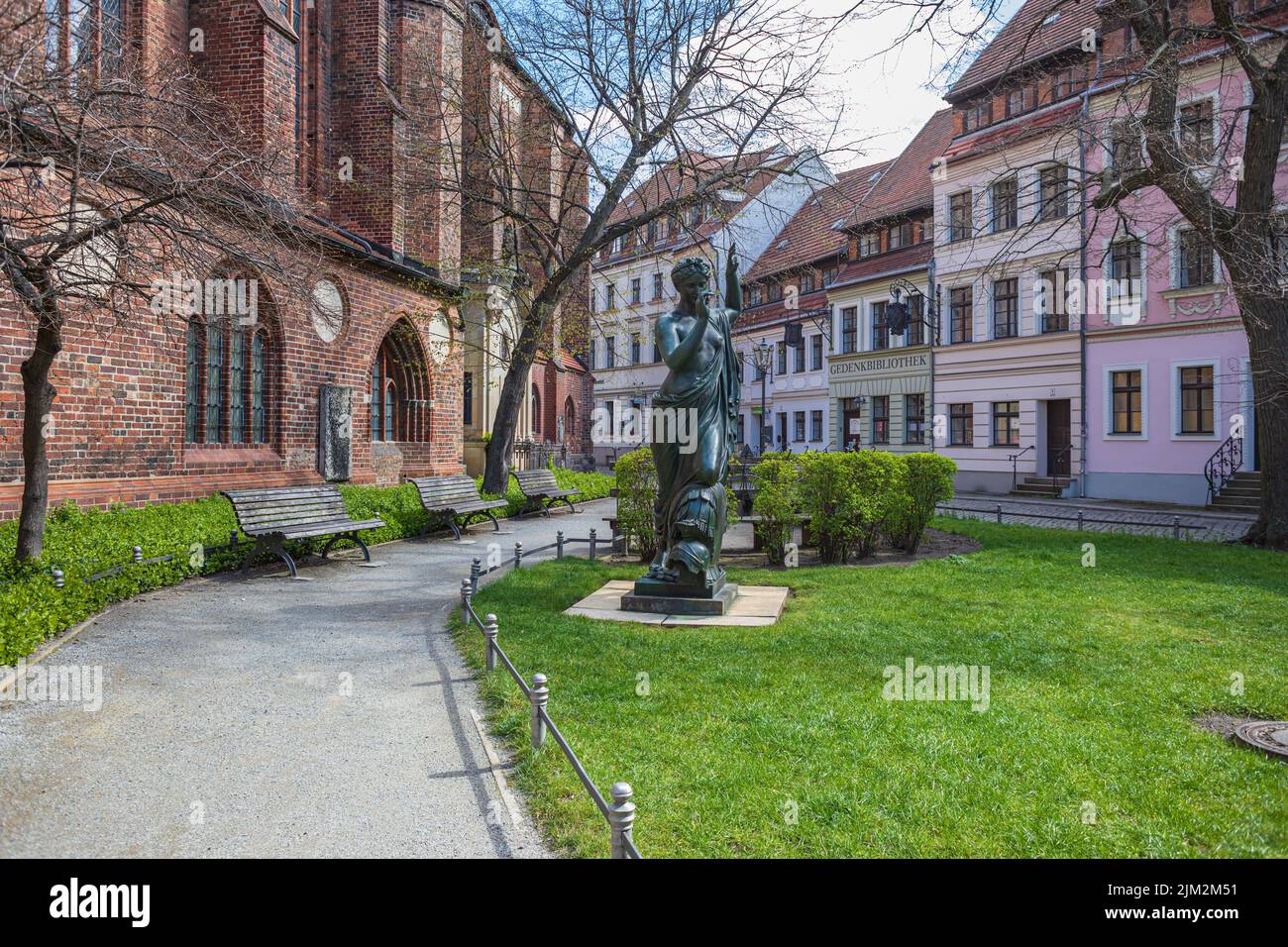 BERLIN, GERMANY - CIRCA APRIL, 2022: The backyard of Nikolaikirche in Berlin town, Germany. Stock Photo
