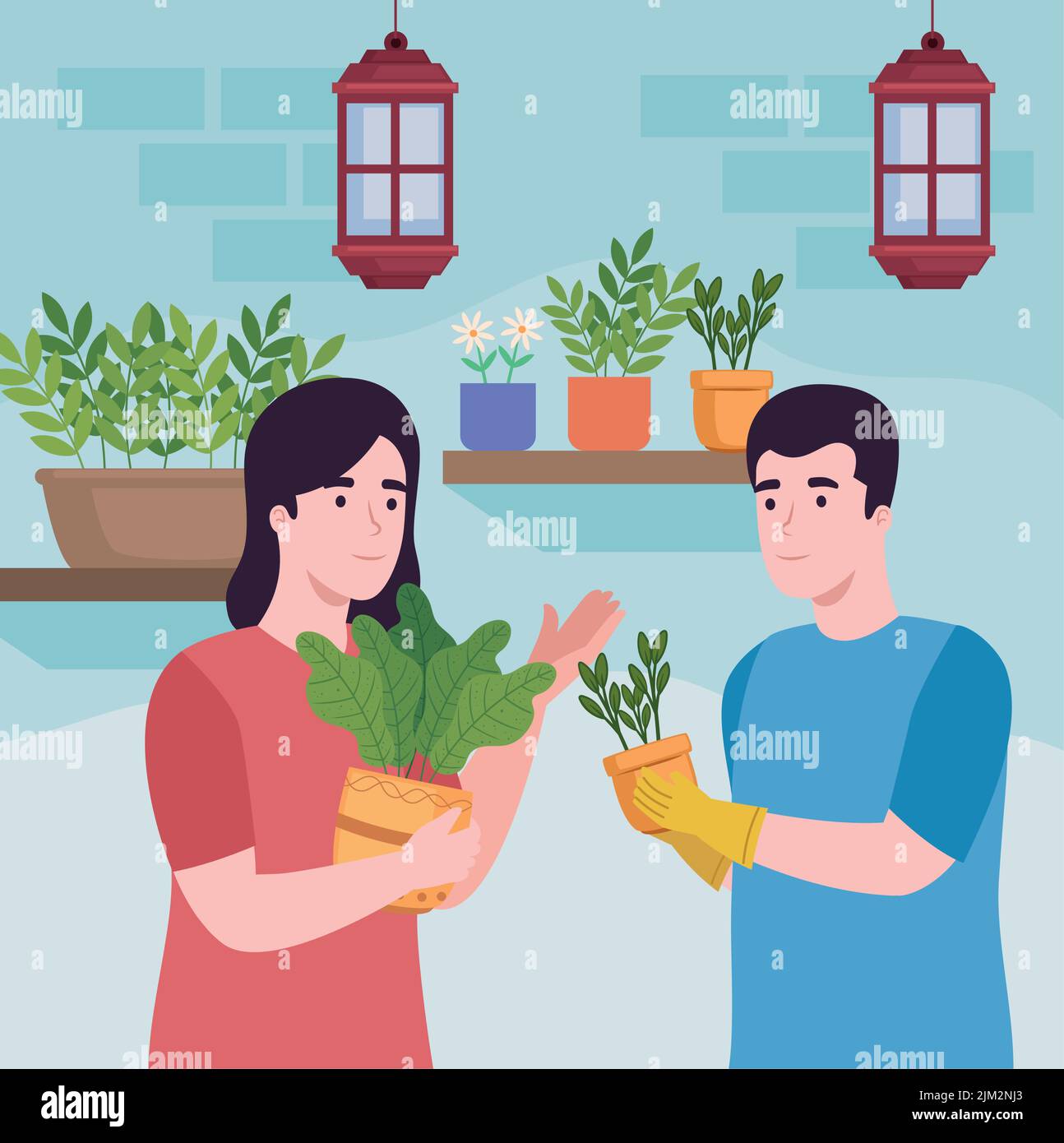 Gardeners couple houseplants hi-res stock photography and images - Alamy