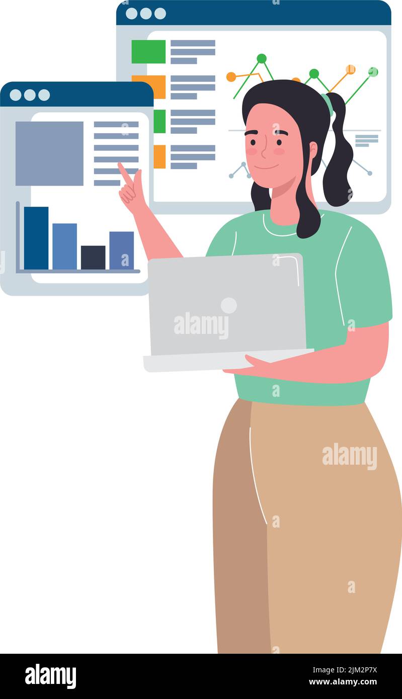 elegant businesswoman with laptop Stock Vector Image & Art - Alamy