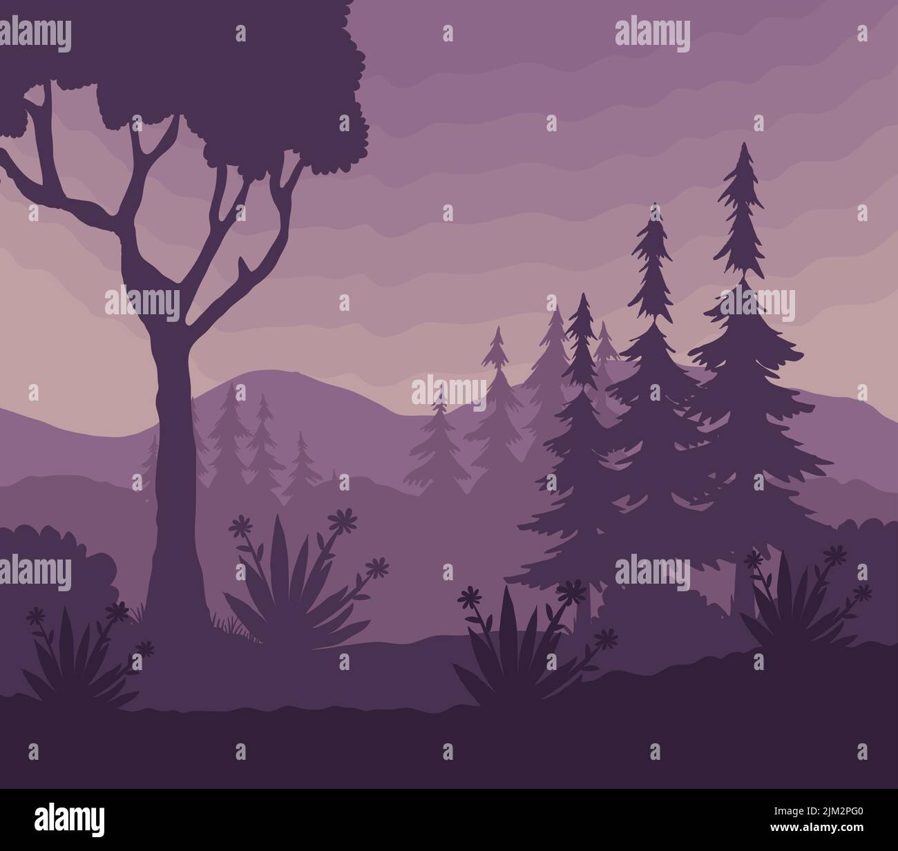 purple landscape with trees Stock Vector Image & Art - Alamy