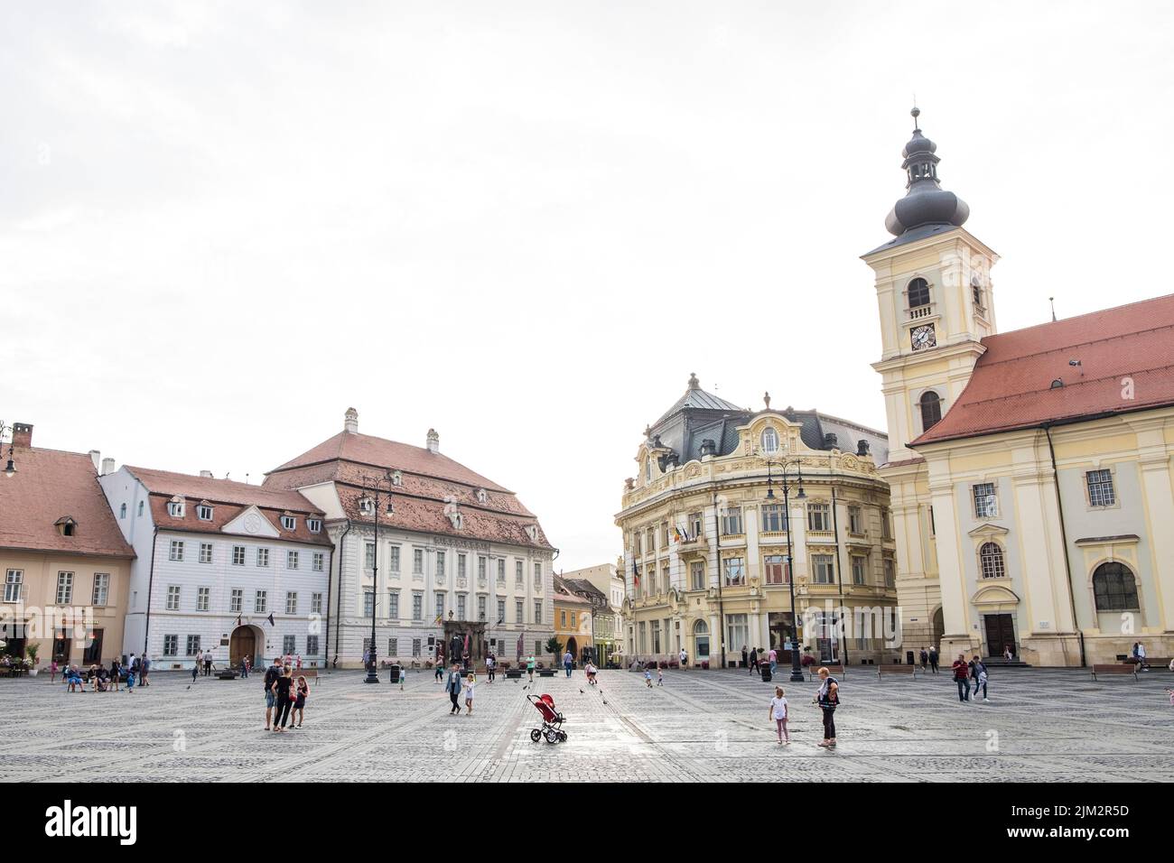 Romania, Transylvania, Sibiu, Piata Mare Square Stock Photo