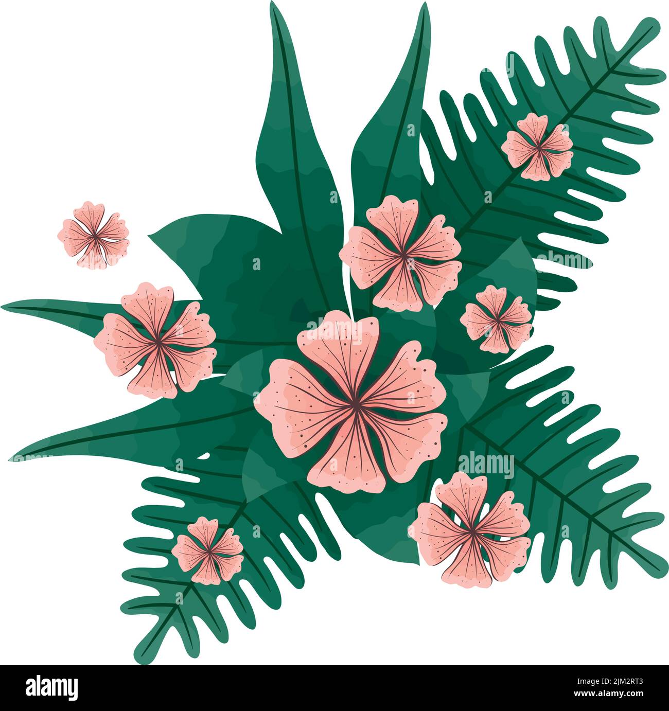 flowers pink and leaves Stock Vector Image & Art - Alamy