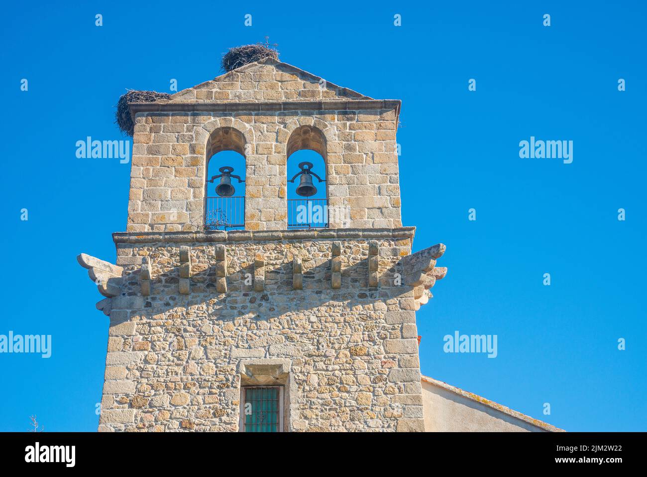 Steeple of Santo Domingo de Silos church. Santo Domingo de Piron, Tenzuela, Segovia province, Castilla Leon, Spain. Stock Photo