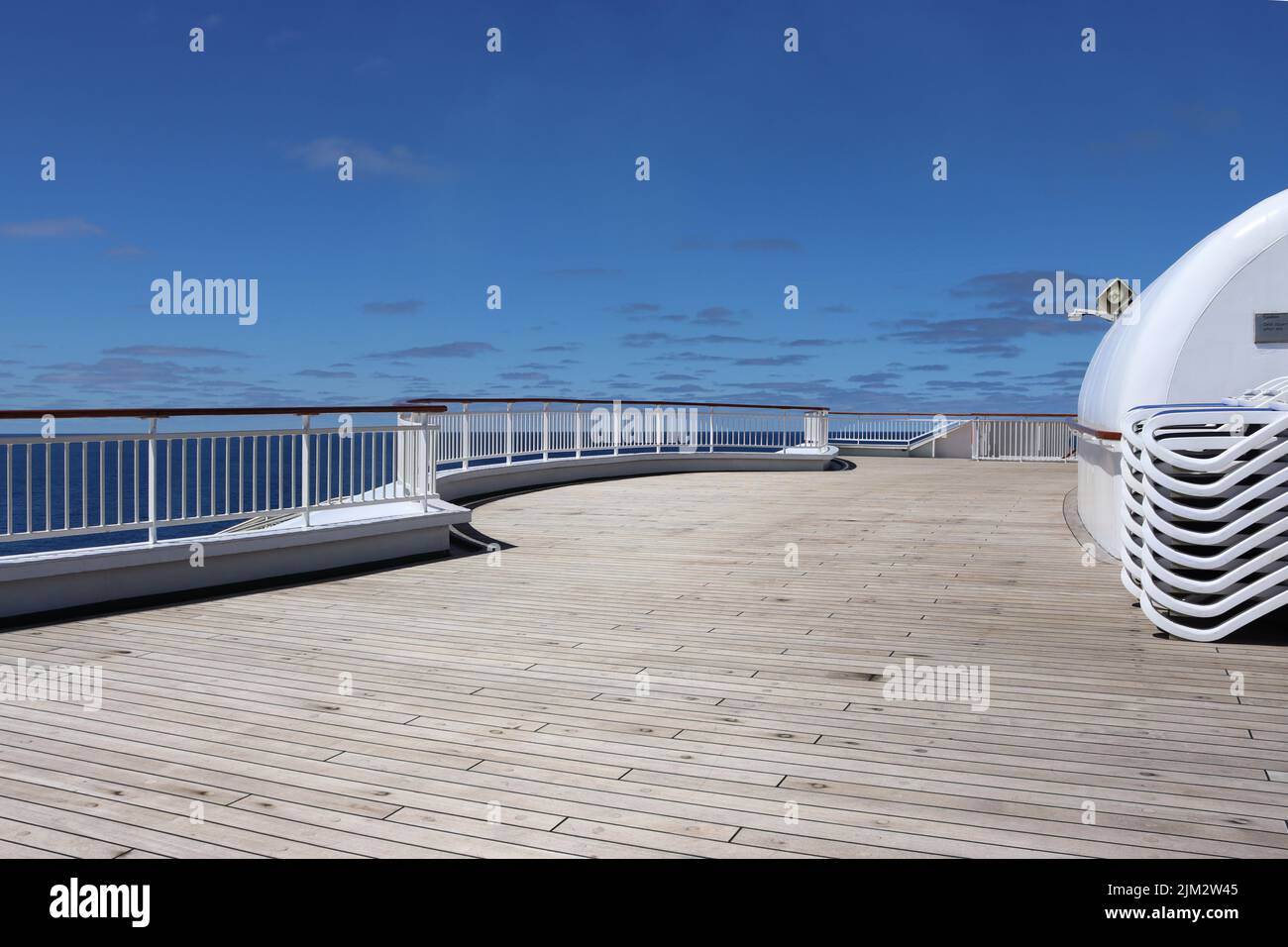 The stern of P&O Aurora’s Sun Deck - a sheltered sun trap for cruise guests. Stock Photo
