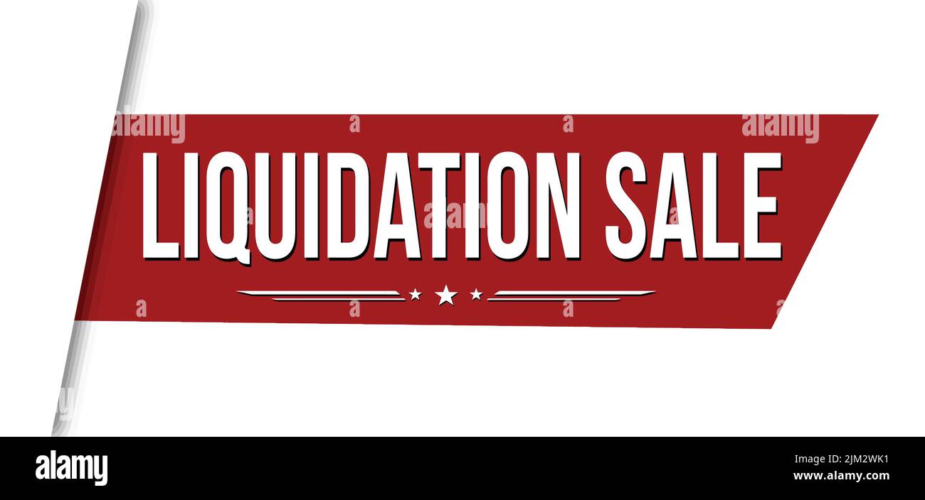 Liquidation sale red ribbon or banner design on white background