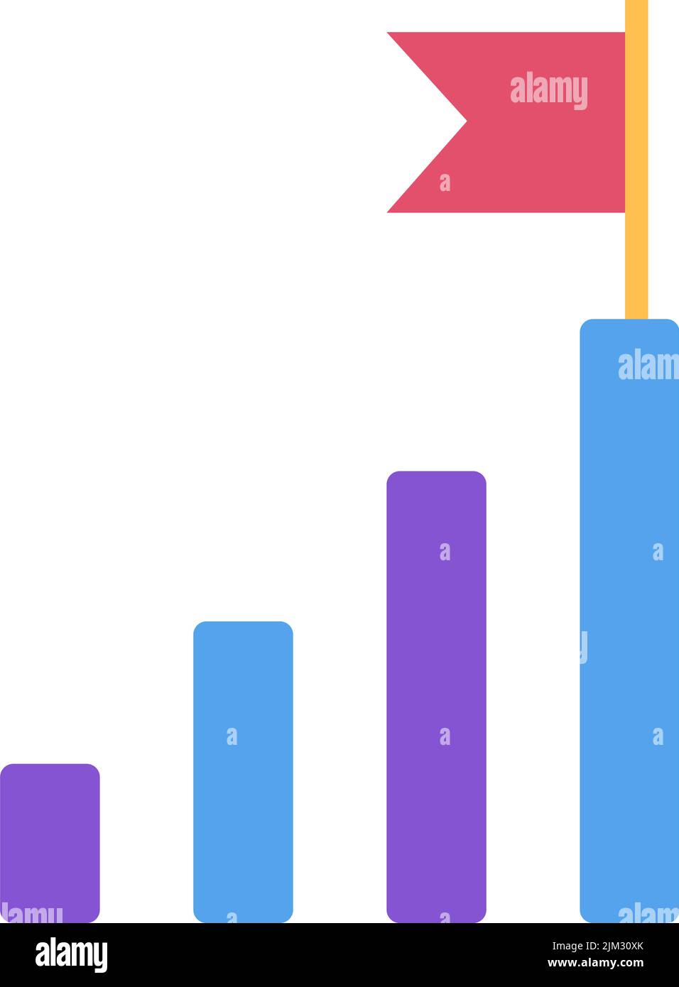 Graph bar with flag on top icon vector Stock Vector Image & Art - Alamy