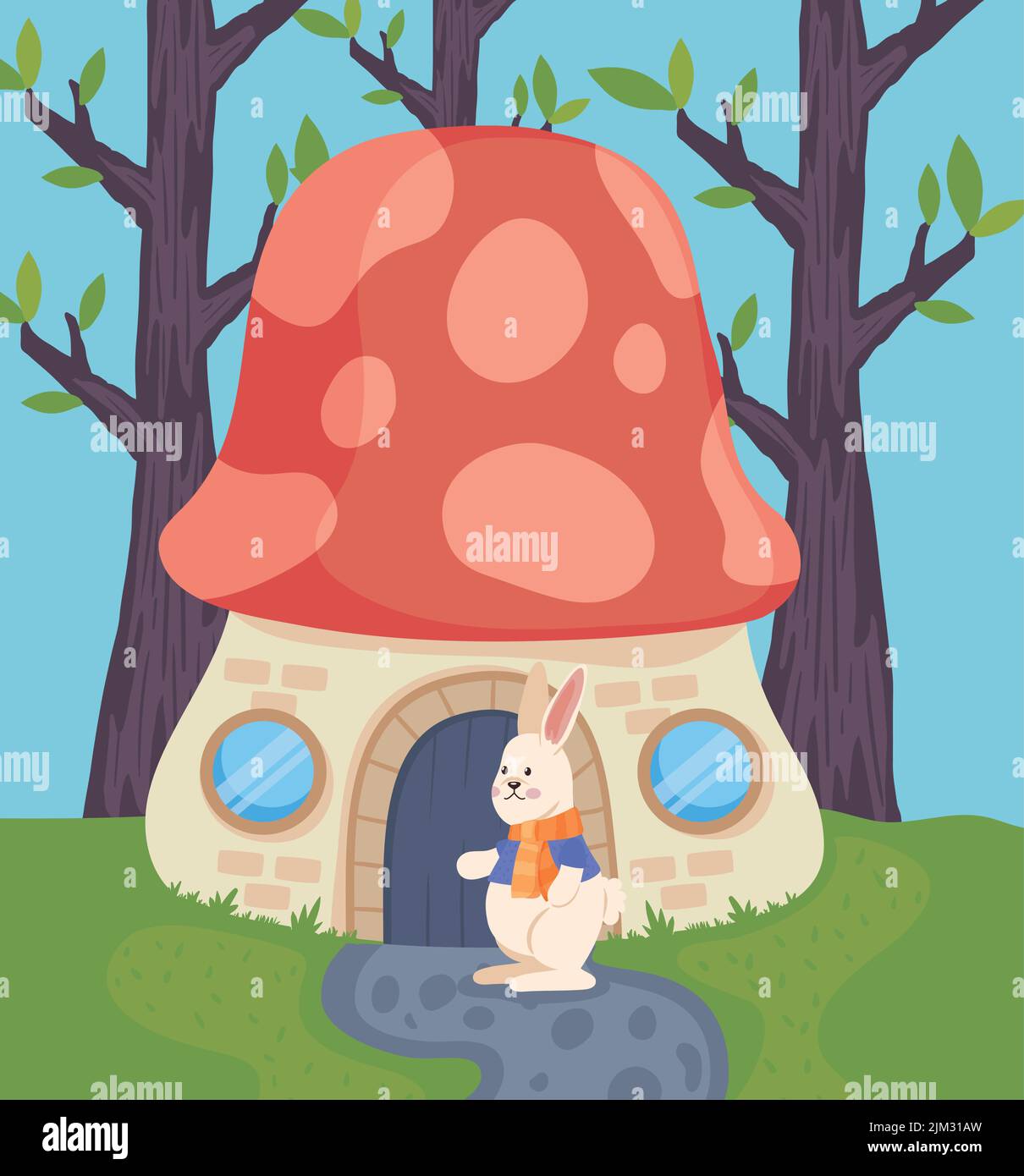 rabbit in enchanted forest Stock Vector Image & Art - Alamy