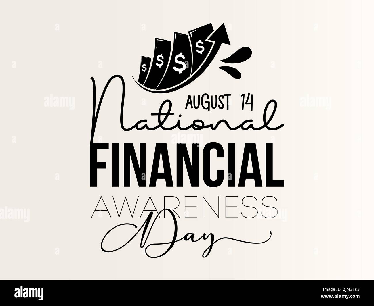 National financial awareness day. Black script calligraphy vector design for banner, poster, card and background. Stock Vector