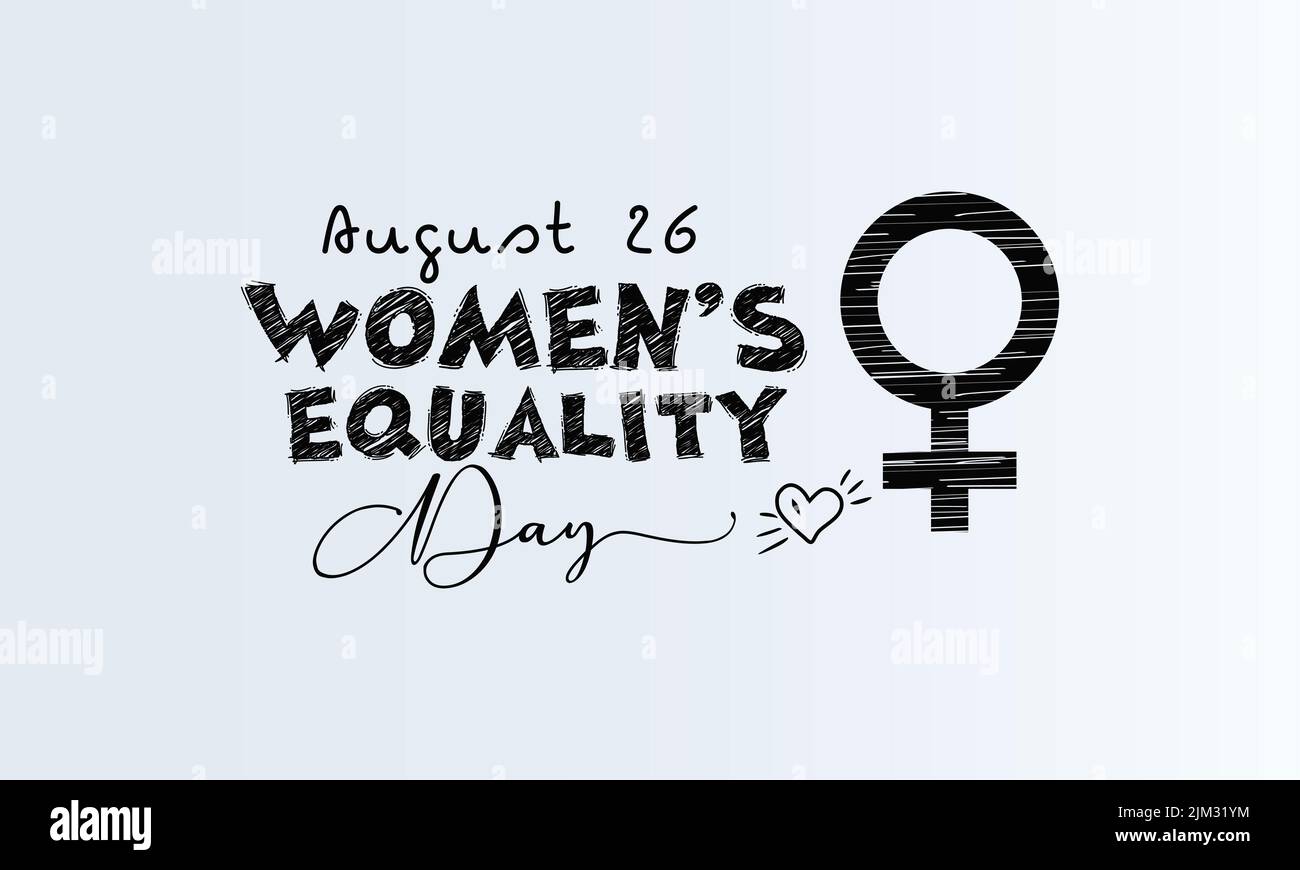 Women's equality day. Black script calligraphy vector design for banner, poster, card and background. Stock Vector