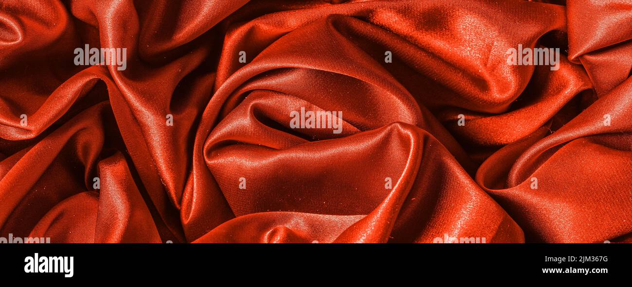 Red fabric texture cloth background for design. Stock Photo
