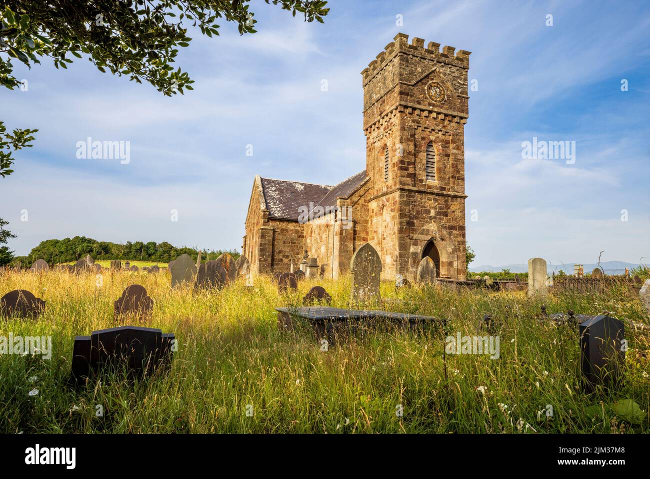 St Nidan's Church at Llanidan on a late summer's afternoon, Isle of Anglesey, North Wales Stock Photo