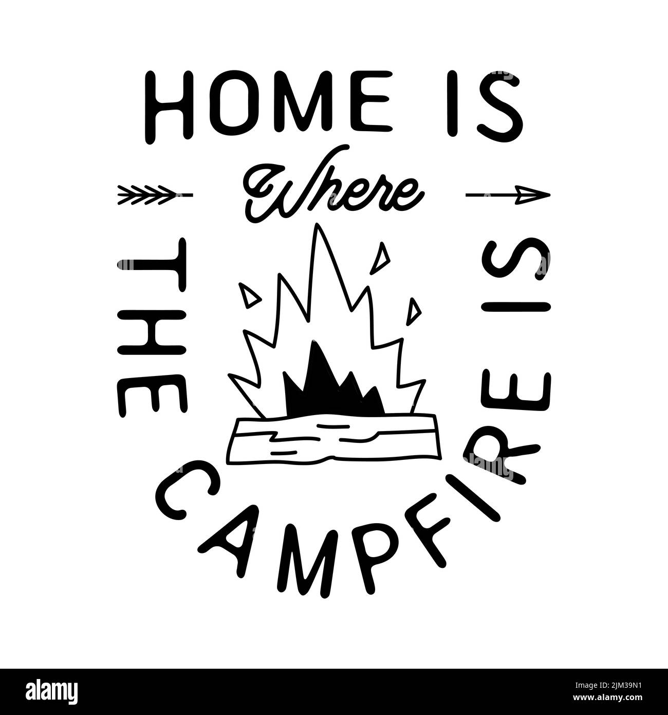 Camping T Shirt Design in minimalist Line Art Style with Quote - Home ...