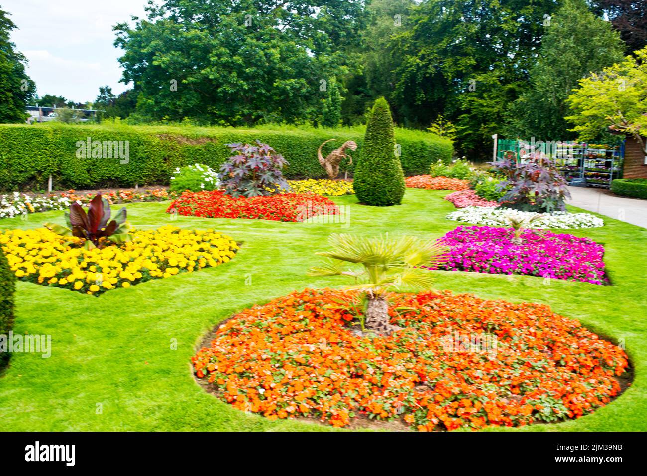 Flower Beds, Holmstead Park, York, England Stock Photo