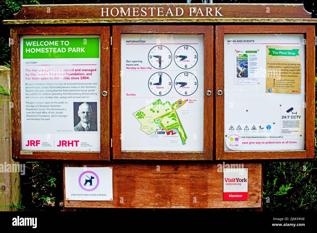 Notice board, Holmstead Park, York, England Stock Photo