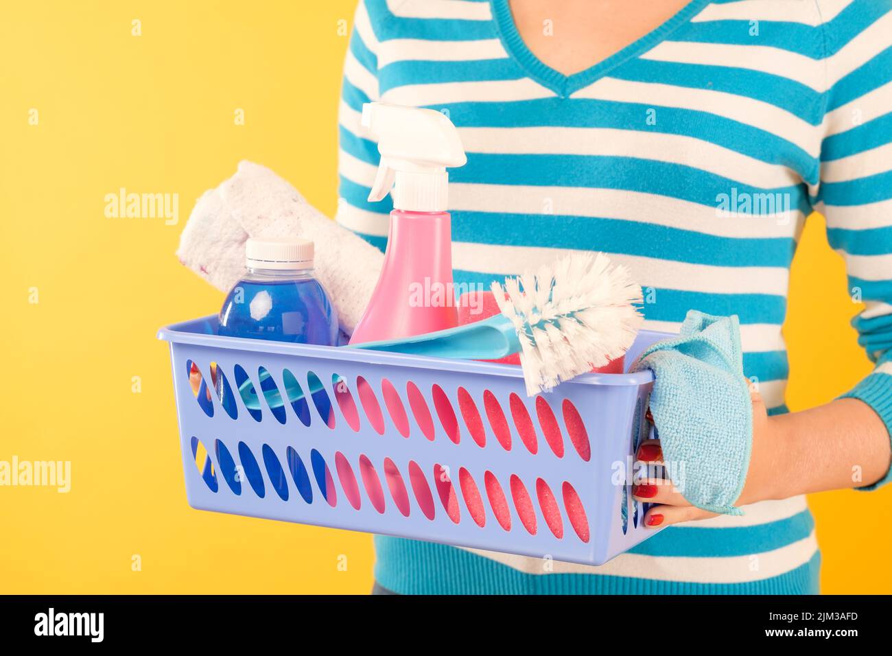 home cleaning product housekeeping woman supplies Stock Photo Alamy