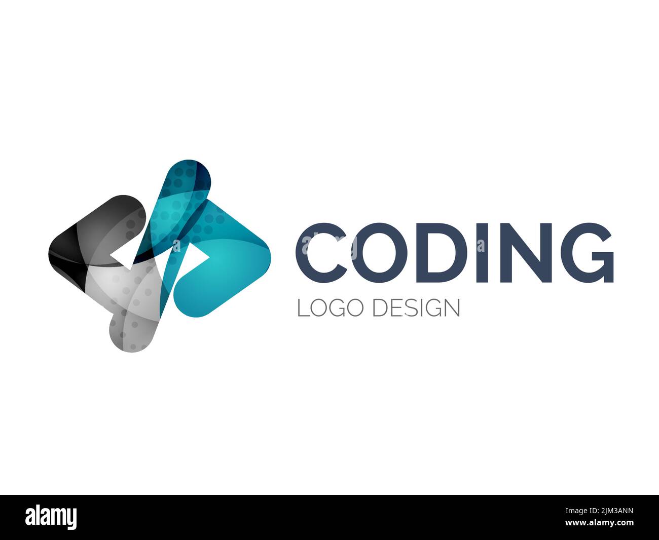 Abstract code icon logo design made of color pieces - various geometric ...
