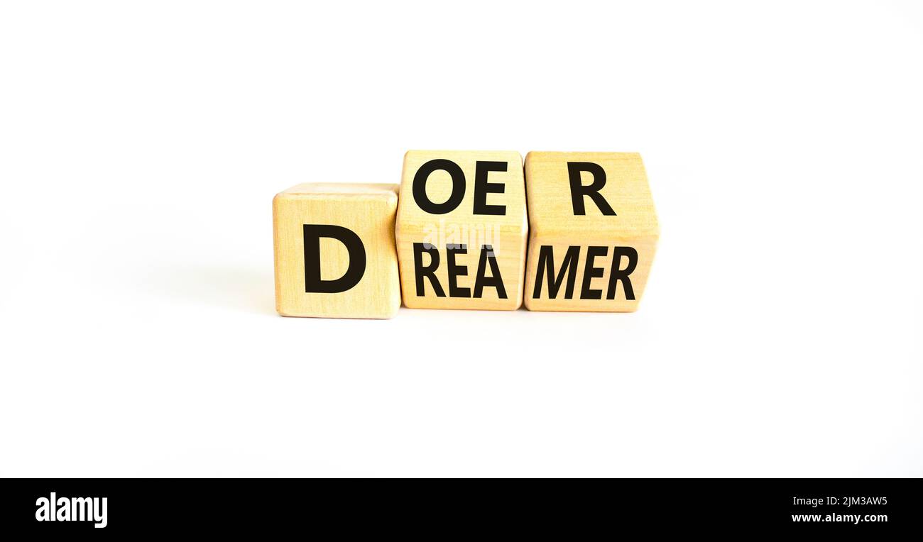 Doer Or Dreamer Symbol Concept Words Doer Or Dreamer On Wooden Cubes