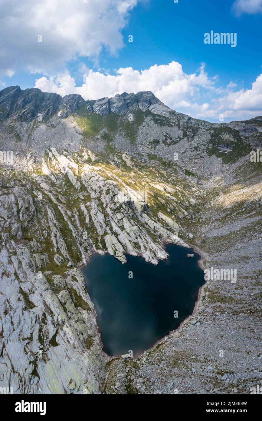 View of the Lower Paione lakes in summer. Bognanco, Val Bognanco, Piedmont, Italy. Stock Photo