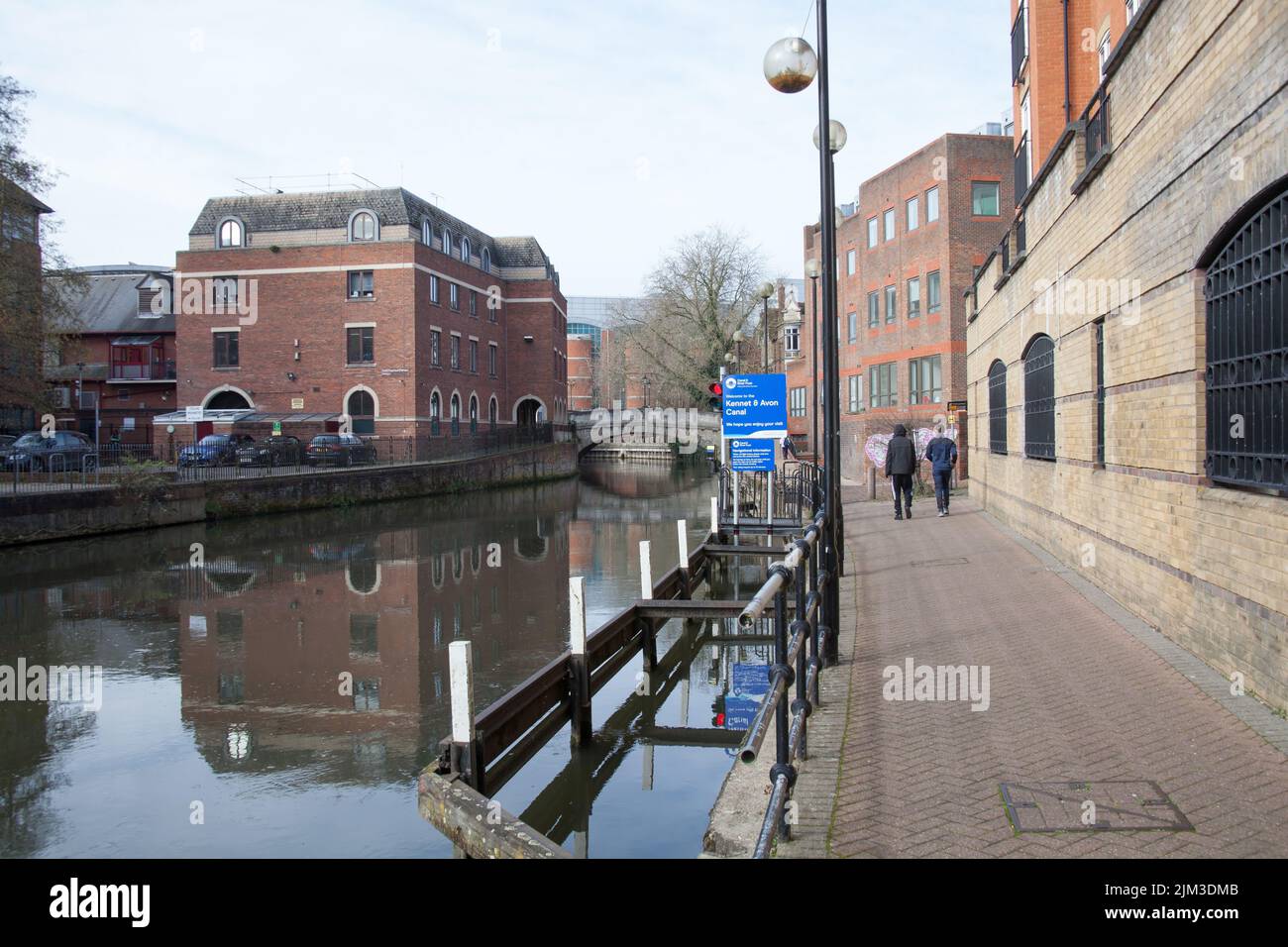 Views along the River Kennet in Reading, Berkshire in the UK Stock Photo