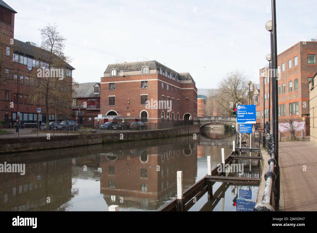 Views along the River Kennet in Reading, Berkshire in the UK Stock Photo