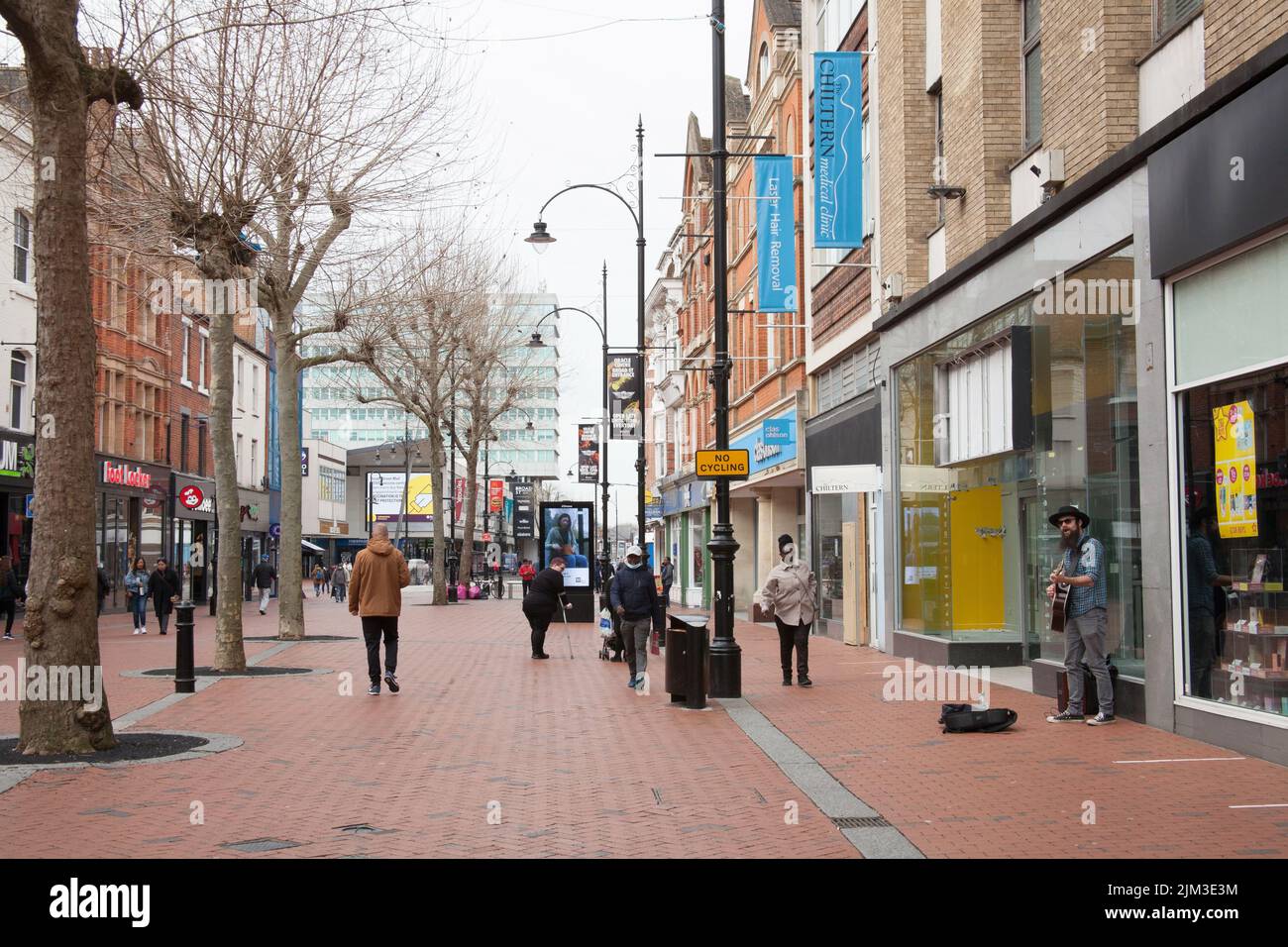 Views of Broad Street in Reading, Berkshire in the UK Stock Photo