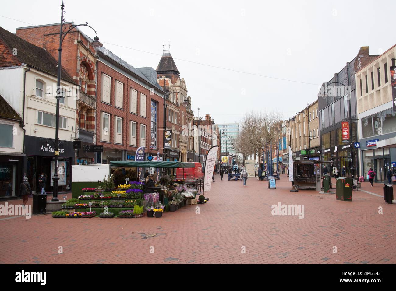 Views of Broad Street in Reading, Berkshire in the UK Stock Photo