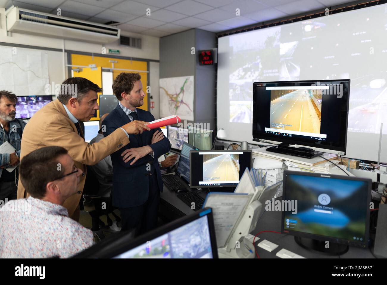 French minister of transports Clement Beaune visits the monitor room of ...