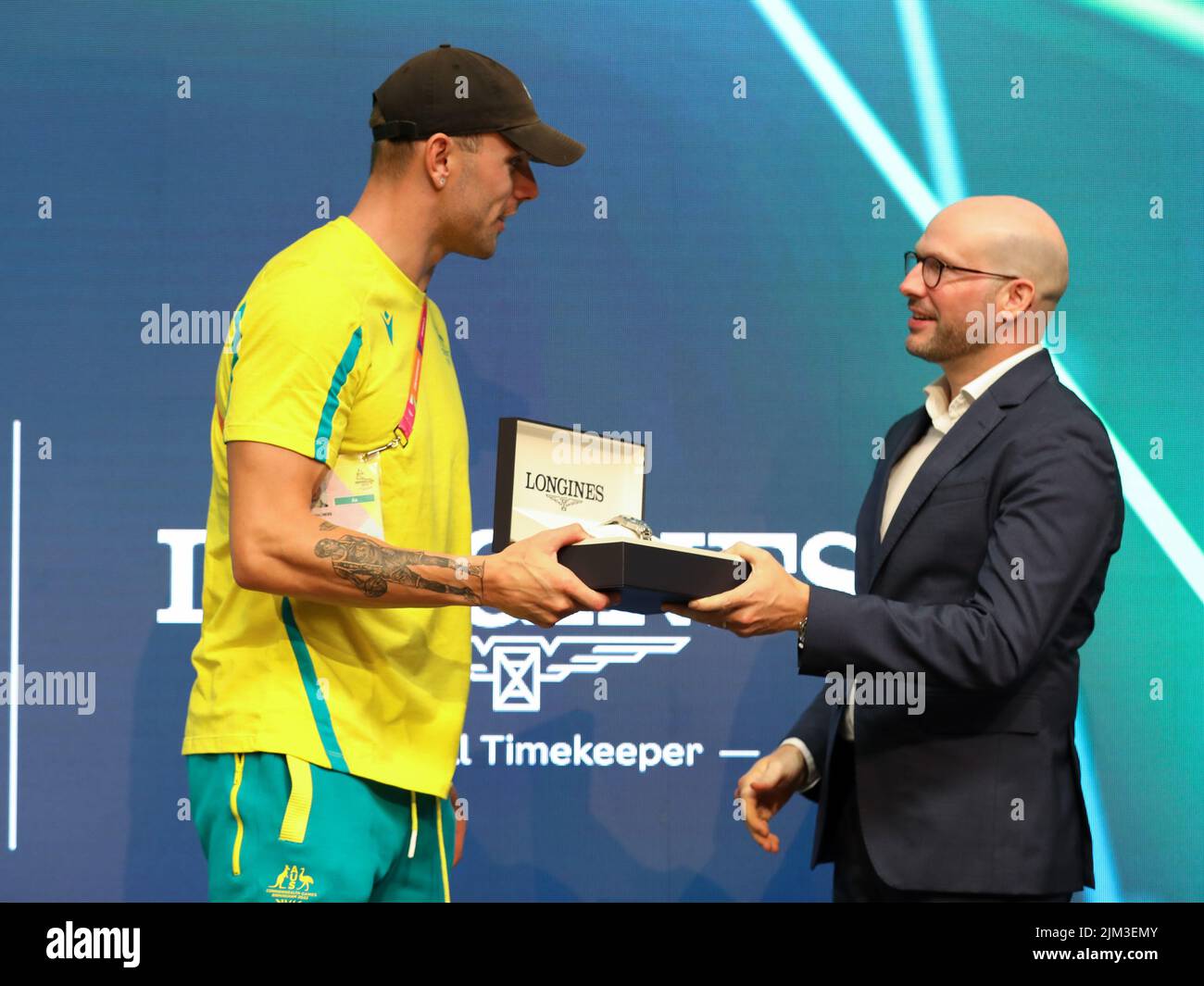 August 4, 2022, Birmingham, West Midlands, England: Australian swimmer KYLE CHALMERS attends the Longines Commonwealth Games record breakers celebration during the Birmingham 2022 Commonwealth Games (Credit Image: © Mickael Chavet/ZUMA Press Wire) Stock Photo