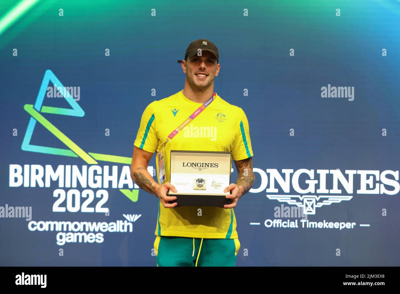 August 4, 2022, Birmingham, West Midlands, England: Australian swimmer KYLE CHALMERS attends the Longines Commonwealth Games record breakers celebration during the Birmingham 2022 Commonwealth Games (Credit Image: © Mickael Chavet/ZUMA Press Wire) Stock Photo
