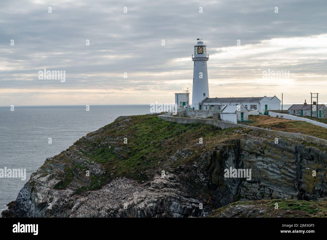 Holyhead, UK- July 7, 2022: West Stack Light house also known as Goleudy Ynys Lawd on Anglesey Island in Wales Stock Photo