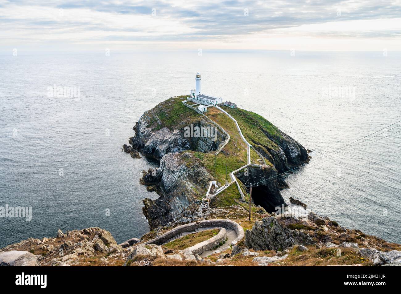 West Stack Light house also known as Goleudy Ynys Lawd on Anglesey Island in Wales Stock Photo