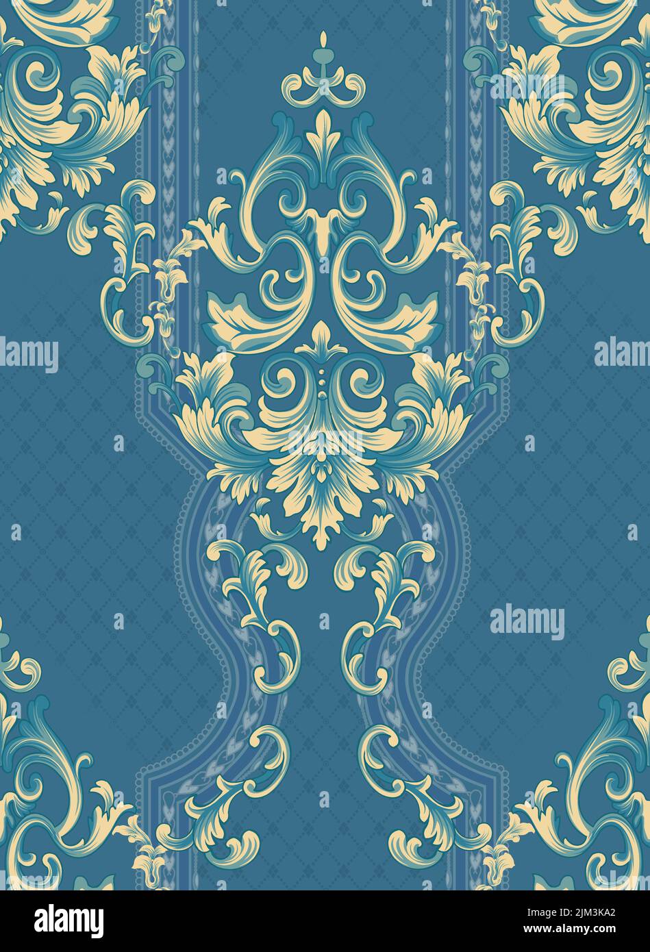 A vertical seamless oriental ornament pattern on blue background Stock ...
