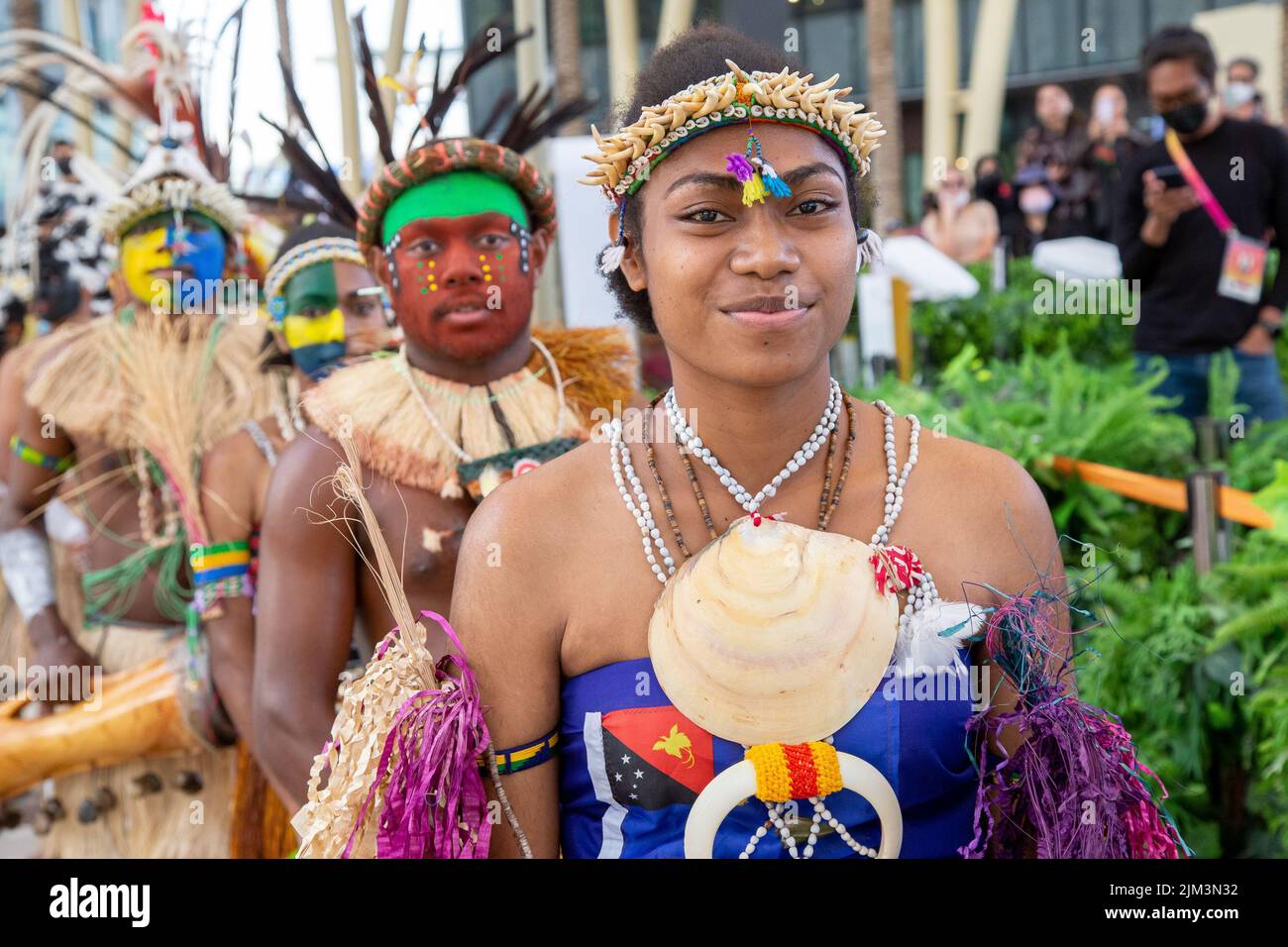 Papua New Guinea Island first nation dancers at Expo2020 dancing in ...
