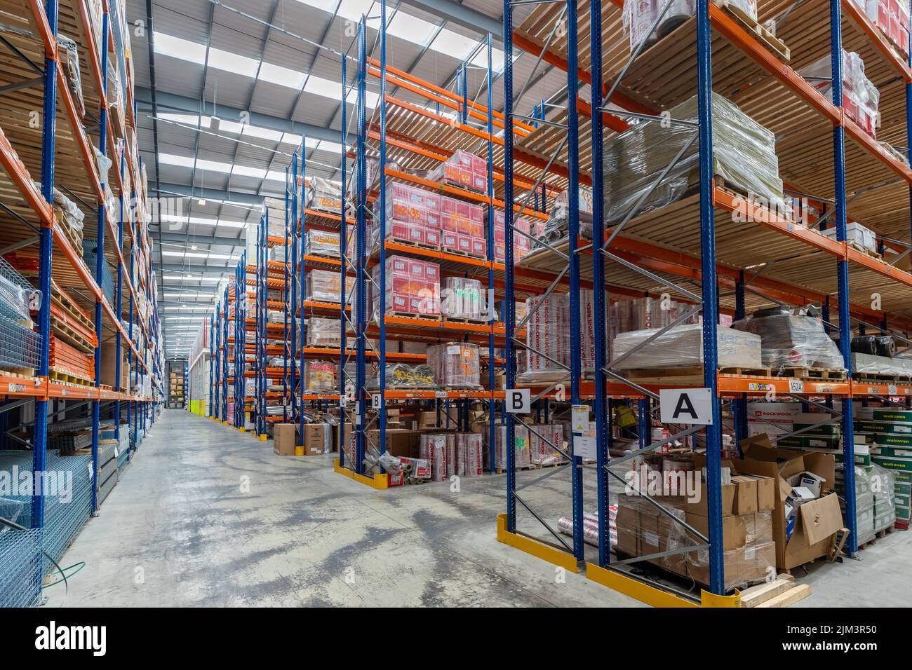 Interior of an operational warehouse, an industrial estate, in London