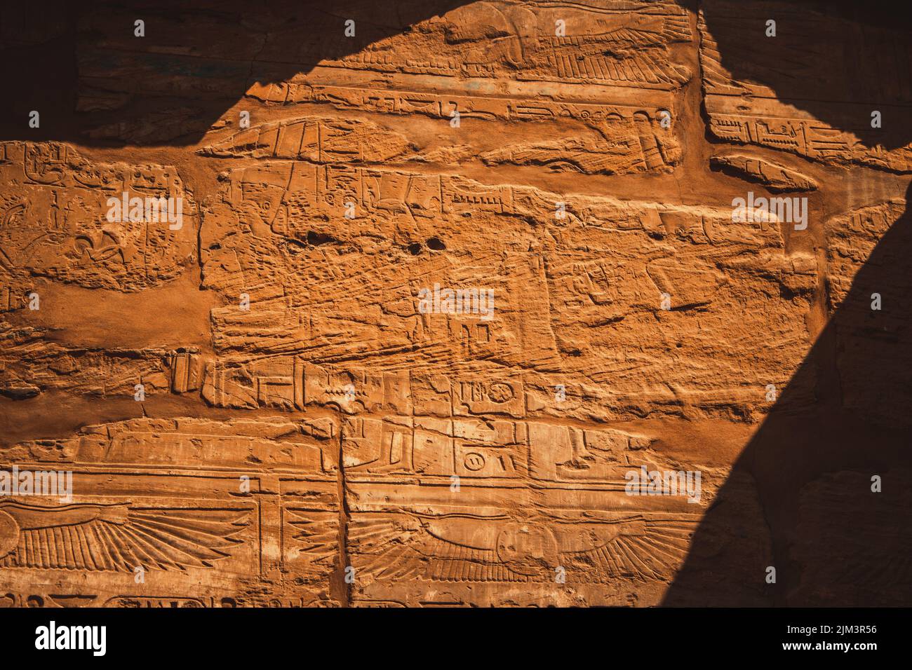 An ancient Egyptian wall drawing in Karnak Temple, Luxor, Egypt Stock