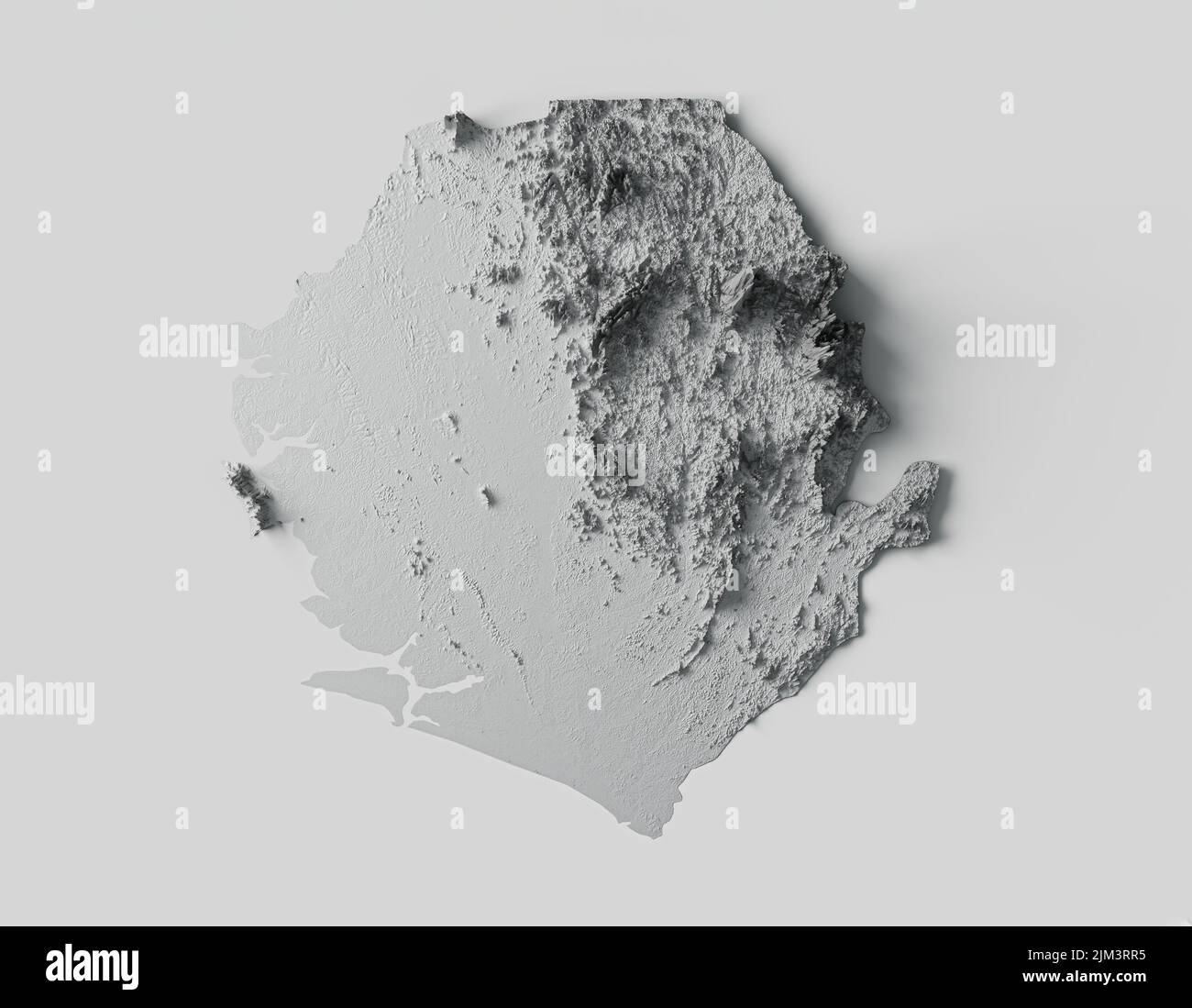 A 3d render of Sierra Leone Map Shaded relief map 3d illustration Stock ...
