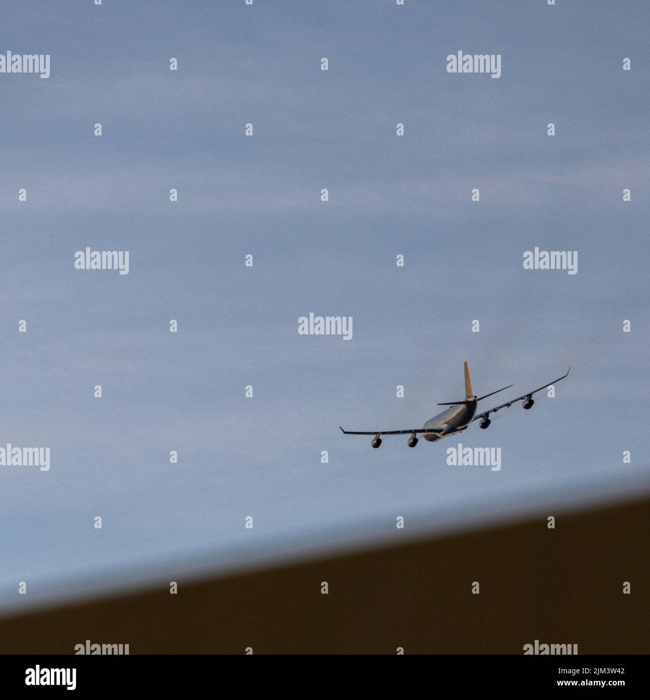 A jet airliner taking off from Boston in the USA Stock Photo Alamy