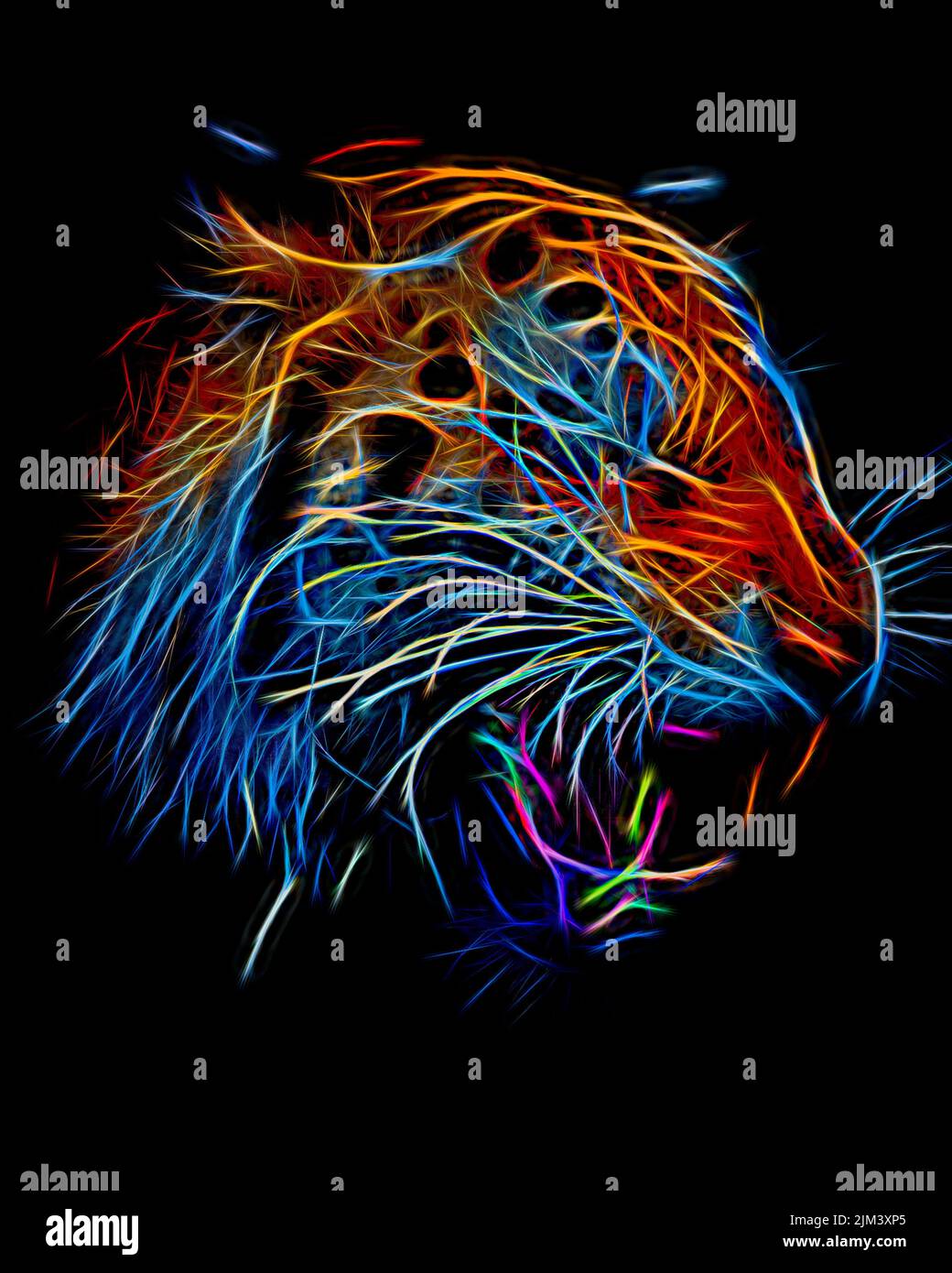 Colorful tiger neon sign isolated on a black background Stock Photo - Alamy