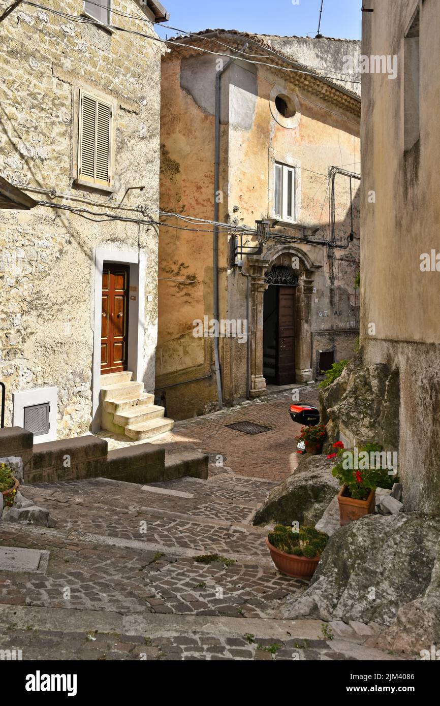 A vertical shot of the streets of Lenola. Province of Latina, Lazio region, central Italy. Stock Photo