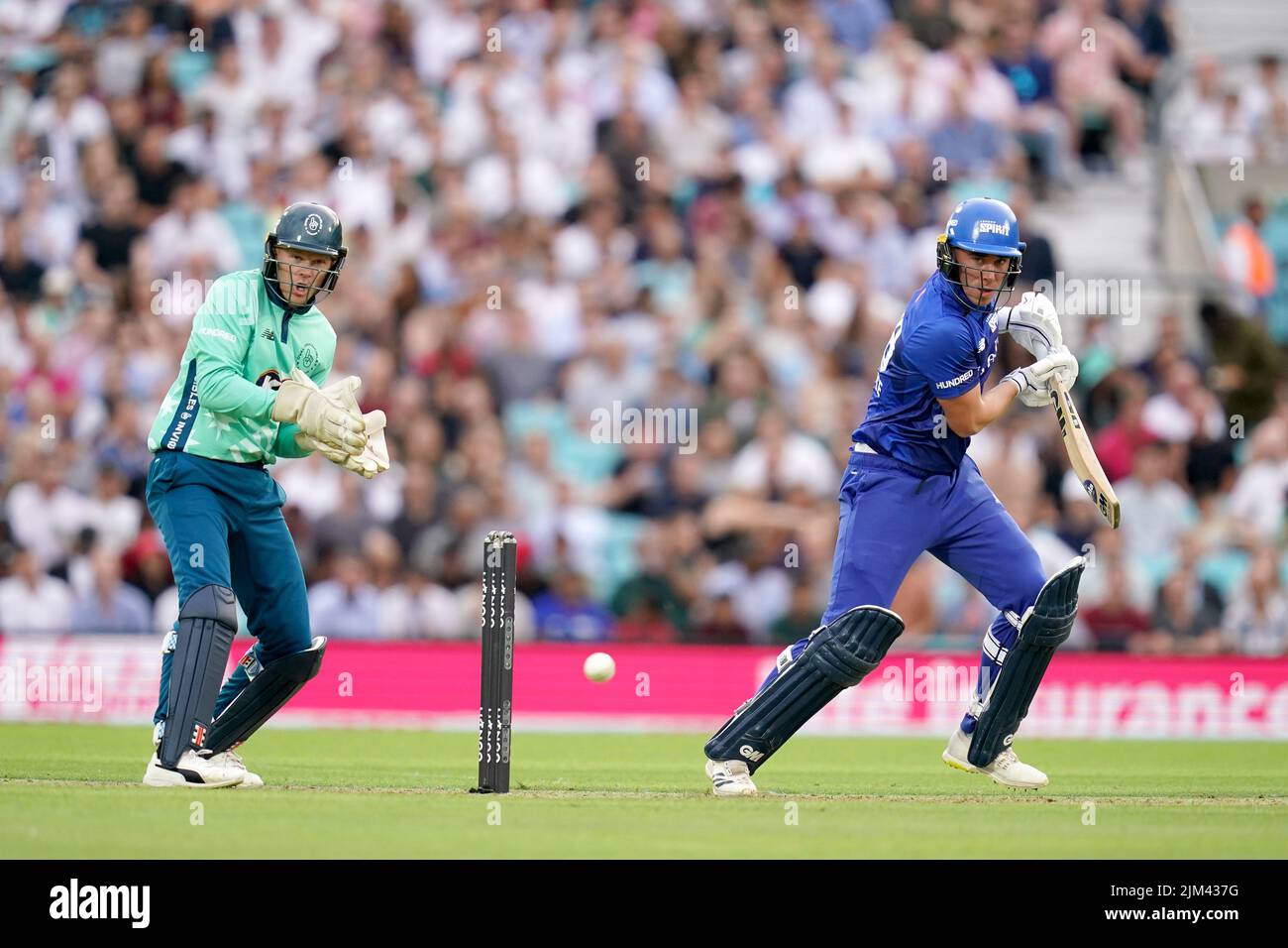 London Spirit's Dan Lawrence batting during The Hundred match at The Kia Oval, London. Picture date: Thursday August 4, 2022. Stock Photo