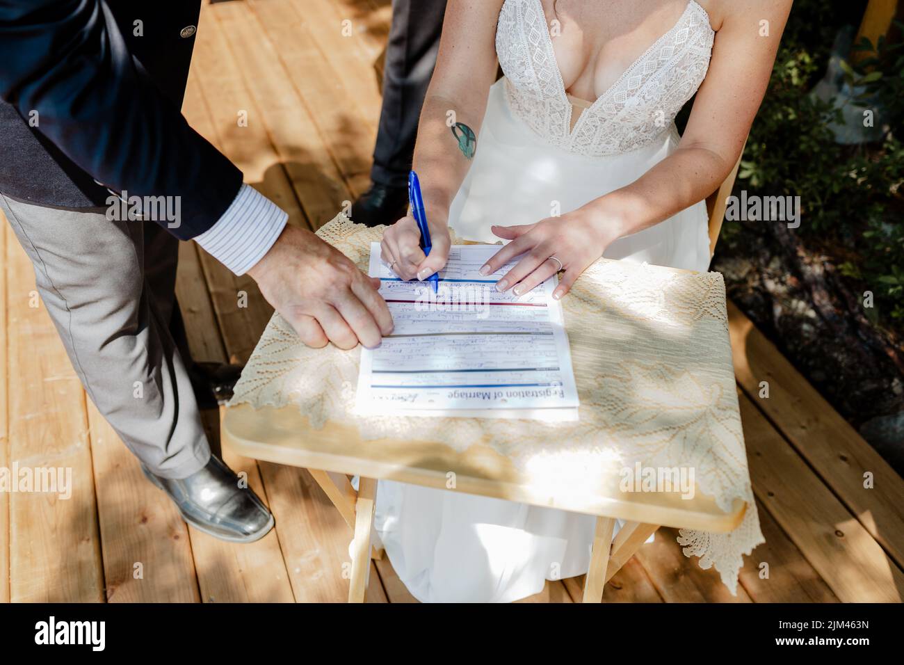 https://c8.alamy.com/comp/2JM463N/a-closeup-shot-of-a-bride-signing-a-wedding-contract-papers-on-a-wooden-table-on-a-sunny-day-2JM463N.jpg