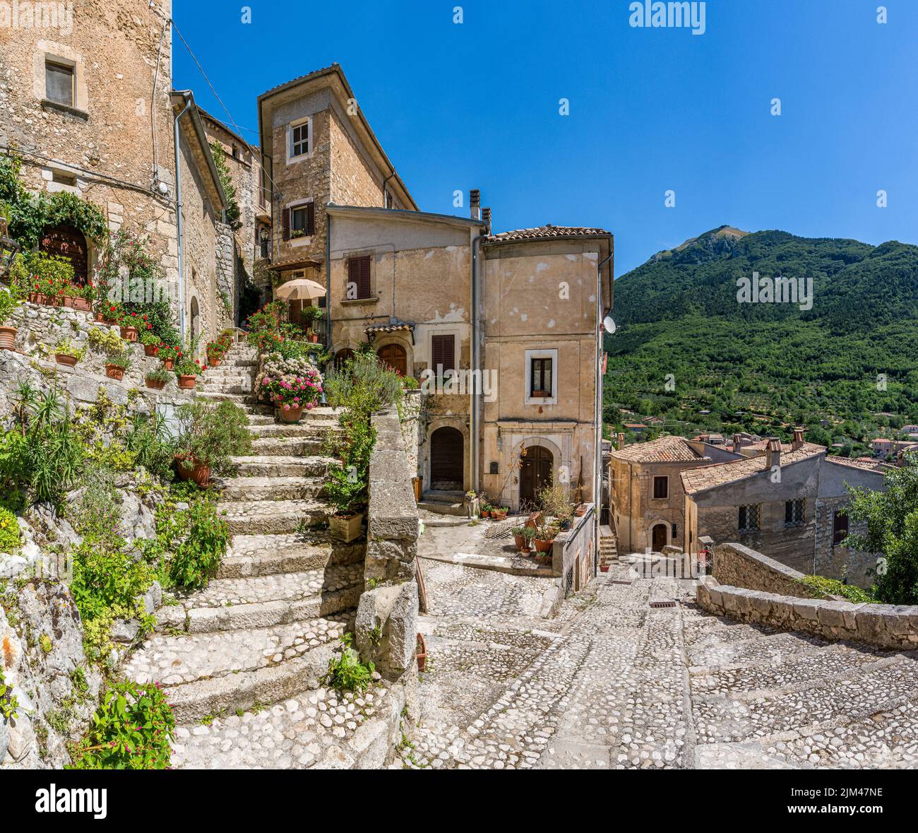 The beautiful village of San Donato Val di Comino, in the Province of Frosinone, Lazio, central Italy. Stock Photo