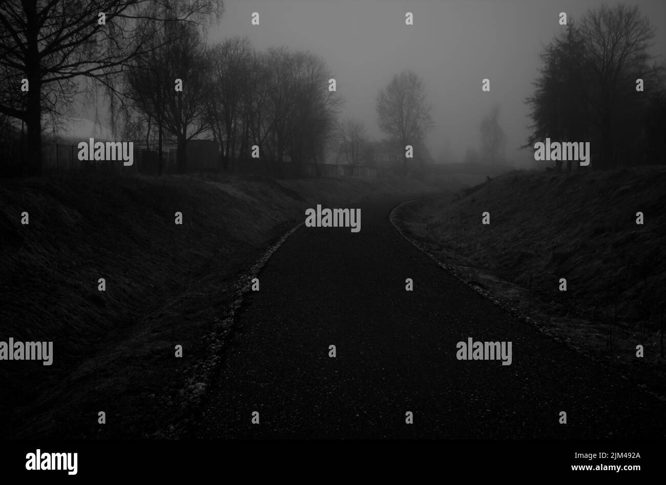 Scenic light traffic road built into the old port railway corridor on a