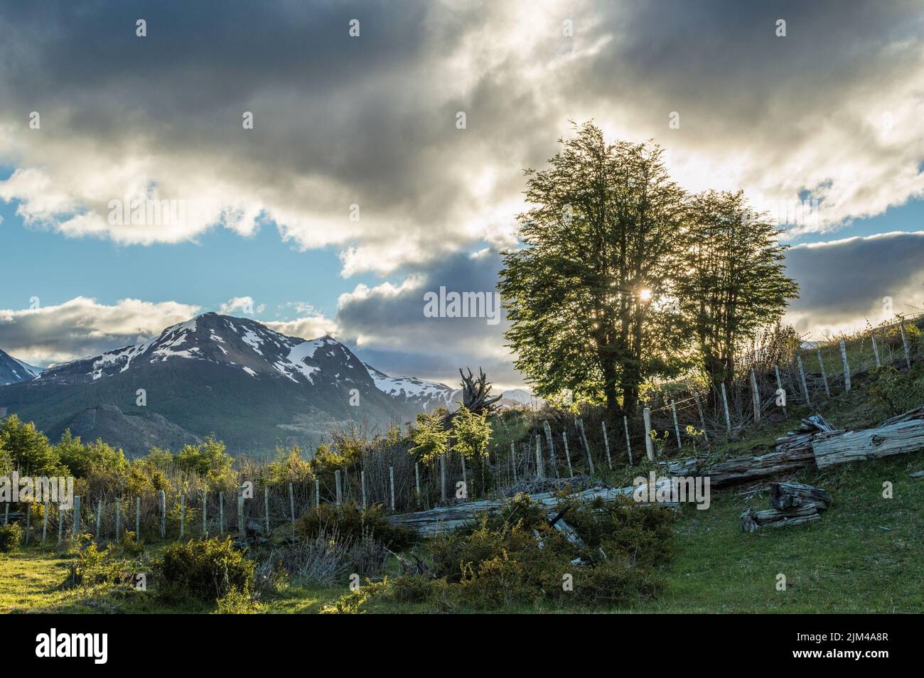 An aerial view of mountains near a beautiful forest on a sunny day ...