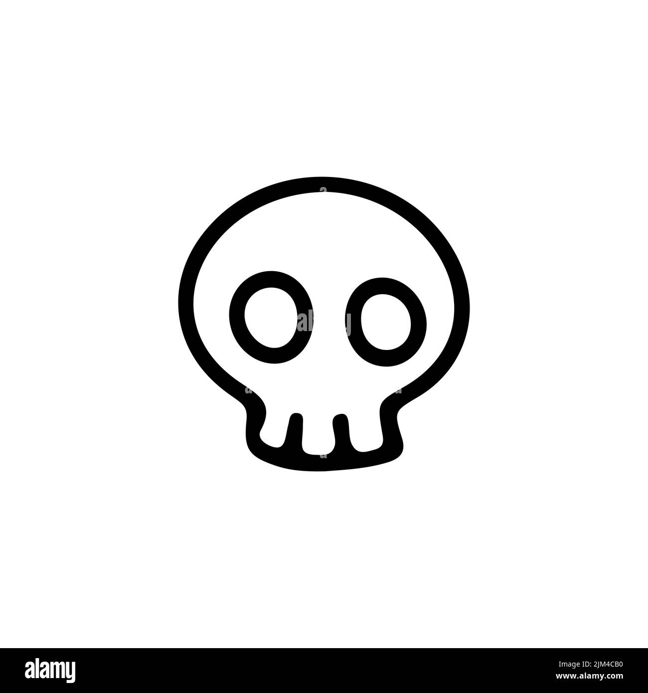 Hand drawn line art Halloween skull illustration isolated on white. Stock Vector