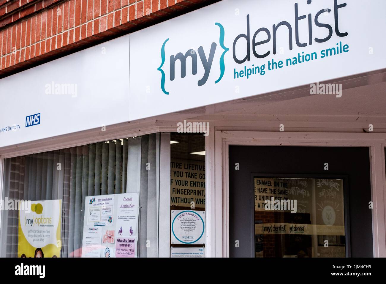 Dorking, Surrey Hills, London UK, June 30 2022, NHS Dental Practice Or Dentists Entrance With No People Stock Photo